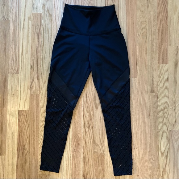 Beyond Yoga Black Leggings with Laser Cut Mesh Detail - Picture 2 of 7